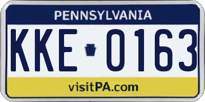 PA license plate KKE0163