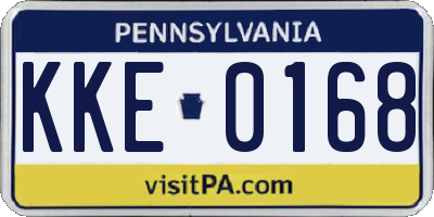 PA license plate KKE0168
