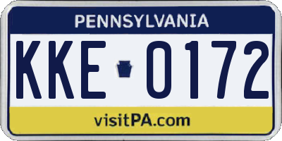 PA license plate KKE0172