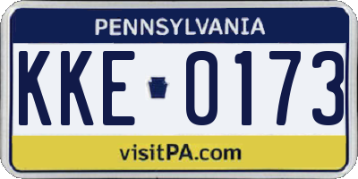 PA license plate KKE0173