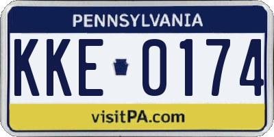 PA license plate KKE0174