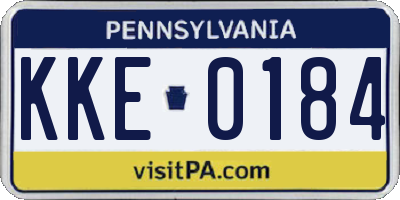 PA license plate KKE0184