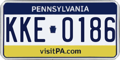 PA license plate KKE0186