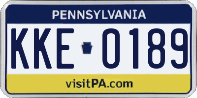 PA license plate KKE0189