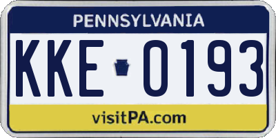 PA license plate KKE0193