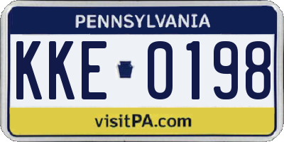 PA license plate KKE0198