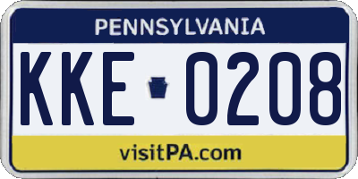 PA license plate KKE0208