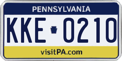 PA license plate KKE0210
