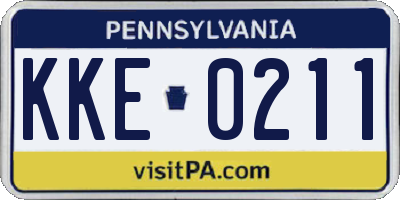 PA license plate KKE0211