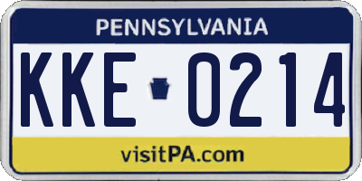 PA license plate KKE0214