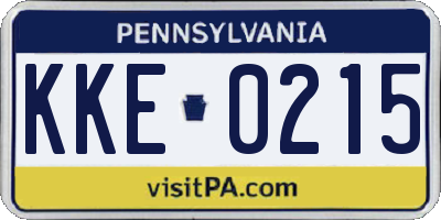 PA license plate KKE0215