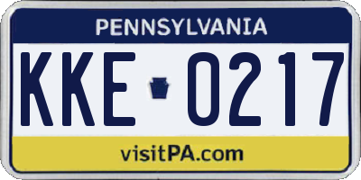 PA license plate KKE0217