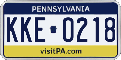 PA license plate KKE0218
