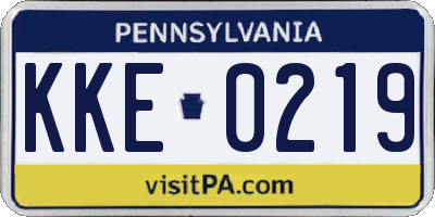 PA license plate KKE0219