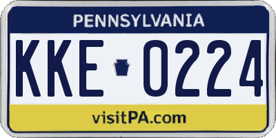 PA license plate KKE0224