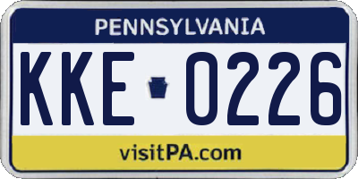 PA license plate KKE0226