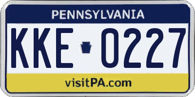 PA license plate KKE0227