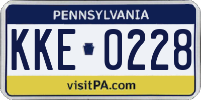 PA license plate KKE0228