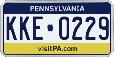 PA license plate KKE0229