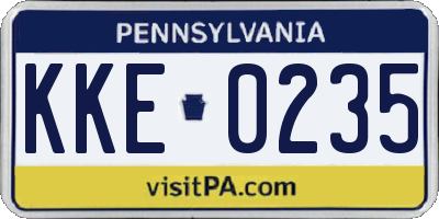 PA license plate KKE0235