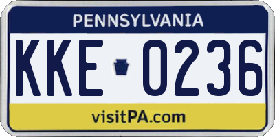 PA license plate KKE0236