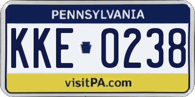 PA license plate KKE0238
