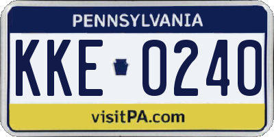 PA license plate KKE0240