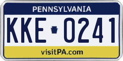 PA license plate KKE0241