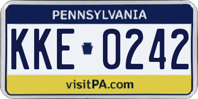 PA license plate KKE0242