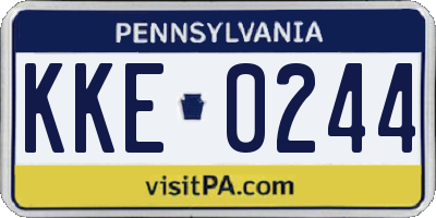 PA license plate KKE0244