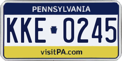PA license plate KKE0245