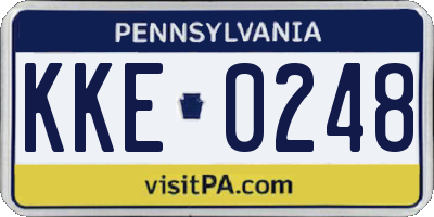 PA license plate KKE0248