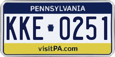 PA license plate KKE0251