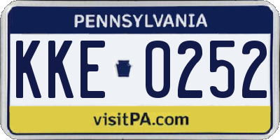 PA license plate KKE0252