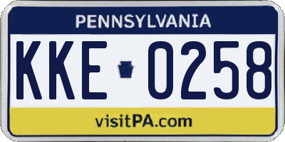 PA license plate KKE0258