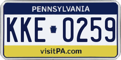 PA license plate KKE0259