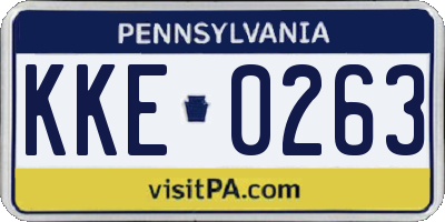 PA license plate KKE0263