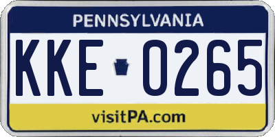 PA license plate KKE0265