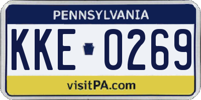 PA license plate KKE0269