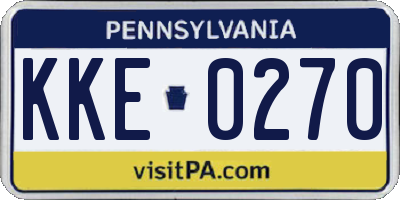 PA license plate KKE0270