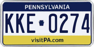 PA license plate KKE0274