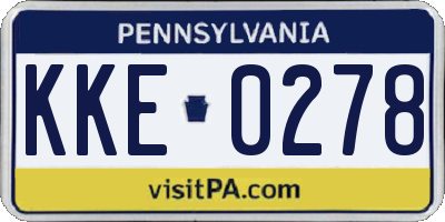 PA license plate KKE0278