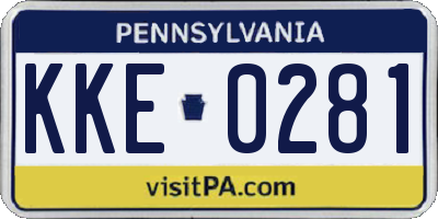 PA license plate KKE0281