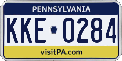 PA license plate KKE0284