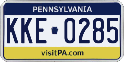 PA license plate KKE0285