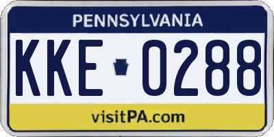 PA license plate KKE0288