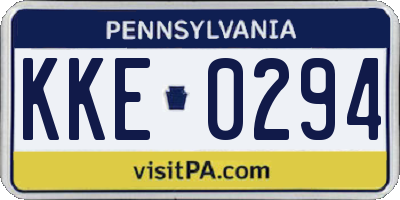 PA license plate KKE0294