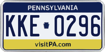 PA license plate KKE0296