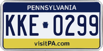 PA license plate KKE0299
