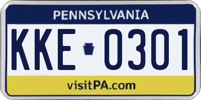 PA license plate KKE0301